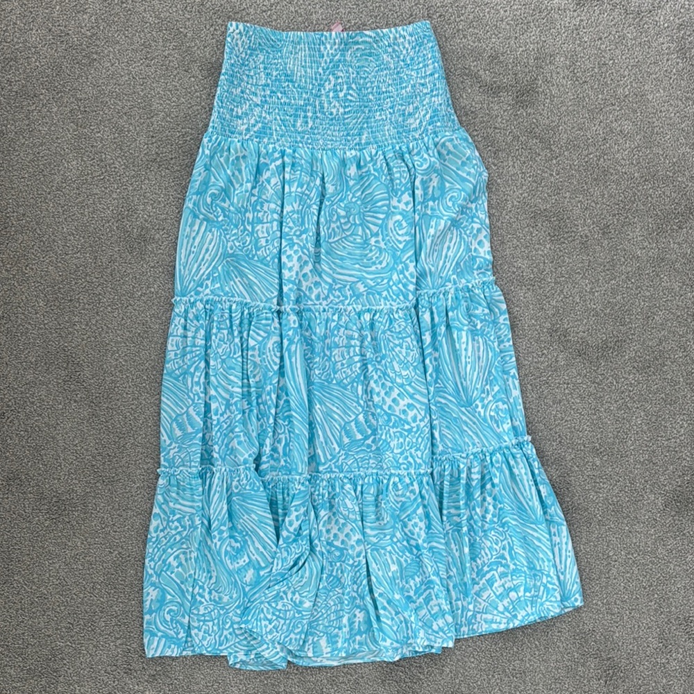 Lilly Pulitzer Blue Patterned Maxi Skirt